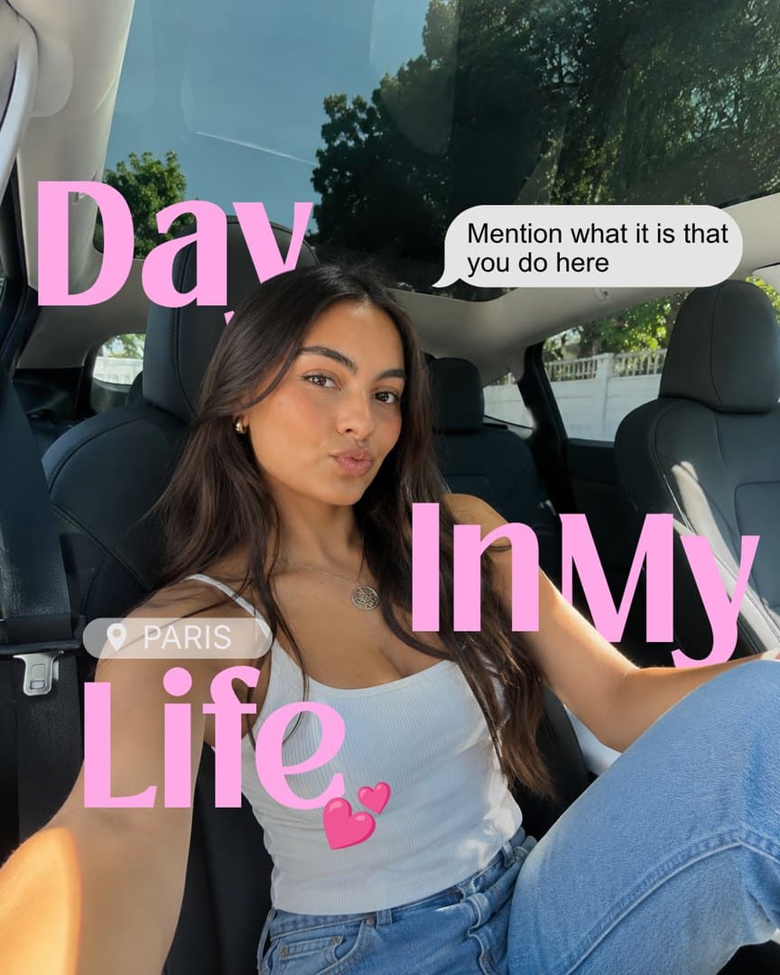 A Day in my life Instagram template with playful lettering and stickers