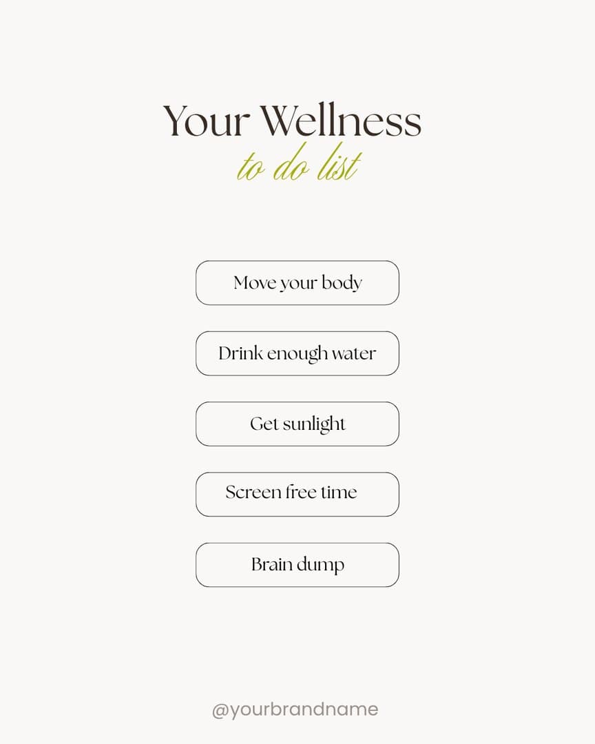 Wellness to-do list Instagram template, editable in Canva